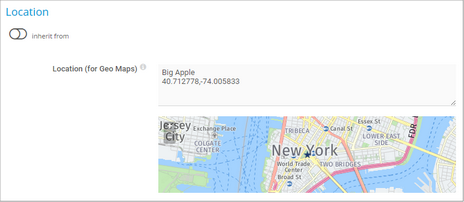 Location New York with Geo Coordinates and Label Big Apple
