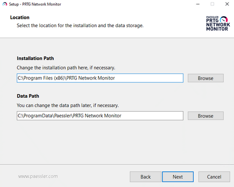 Setup Dialog: Location for Installation and Data Storage Setup Dialog: Location for Installation and Data Storage